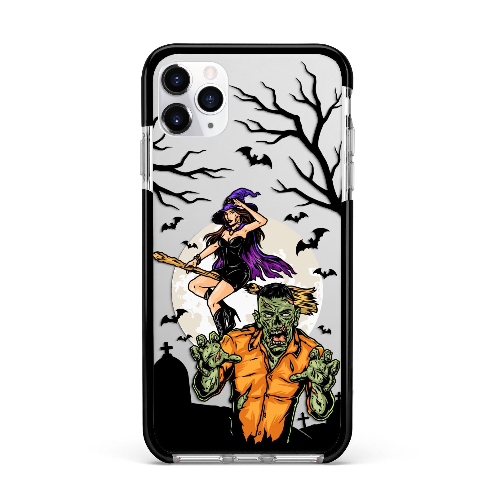 Witch Meets Zombie Apple iPhone 11 Pro Max in Silver with Black Impact Case