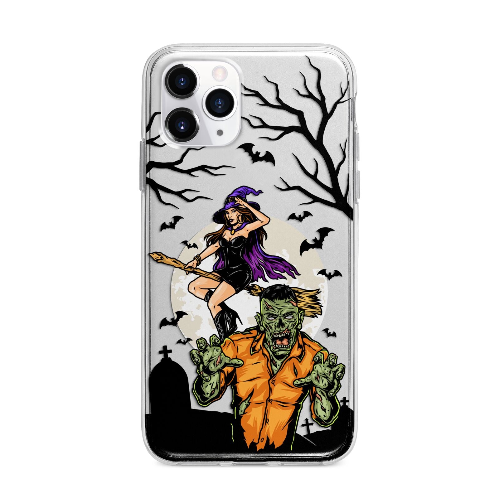 Witch Meets Zombie Apple iPhone 11 Pro Max in Silver with Bumper Case