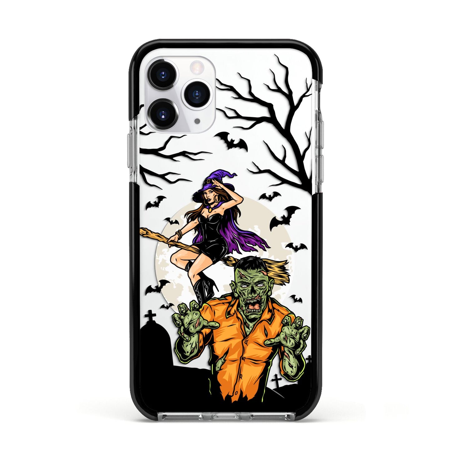 Witch Meets Zombie Apple iPhone 11 Pro in Silver with Black Impact Case