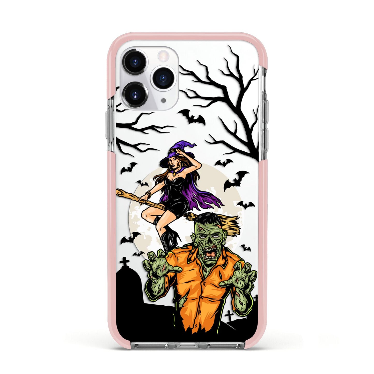 Witch Meets Zombie Apple iPhone 11 Pro in Silver with Pink Impact Case