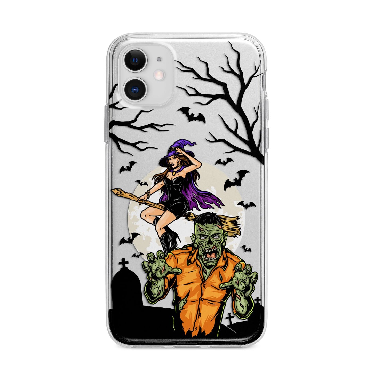 Witch Meets Zombie Apple iPhone 11 in White with Bumper Case
