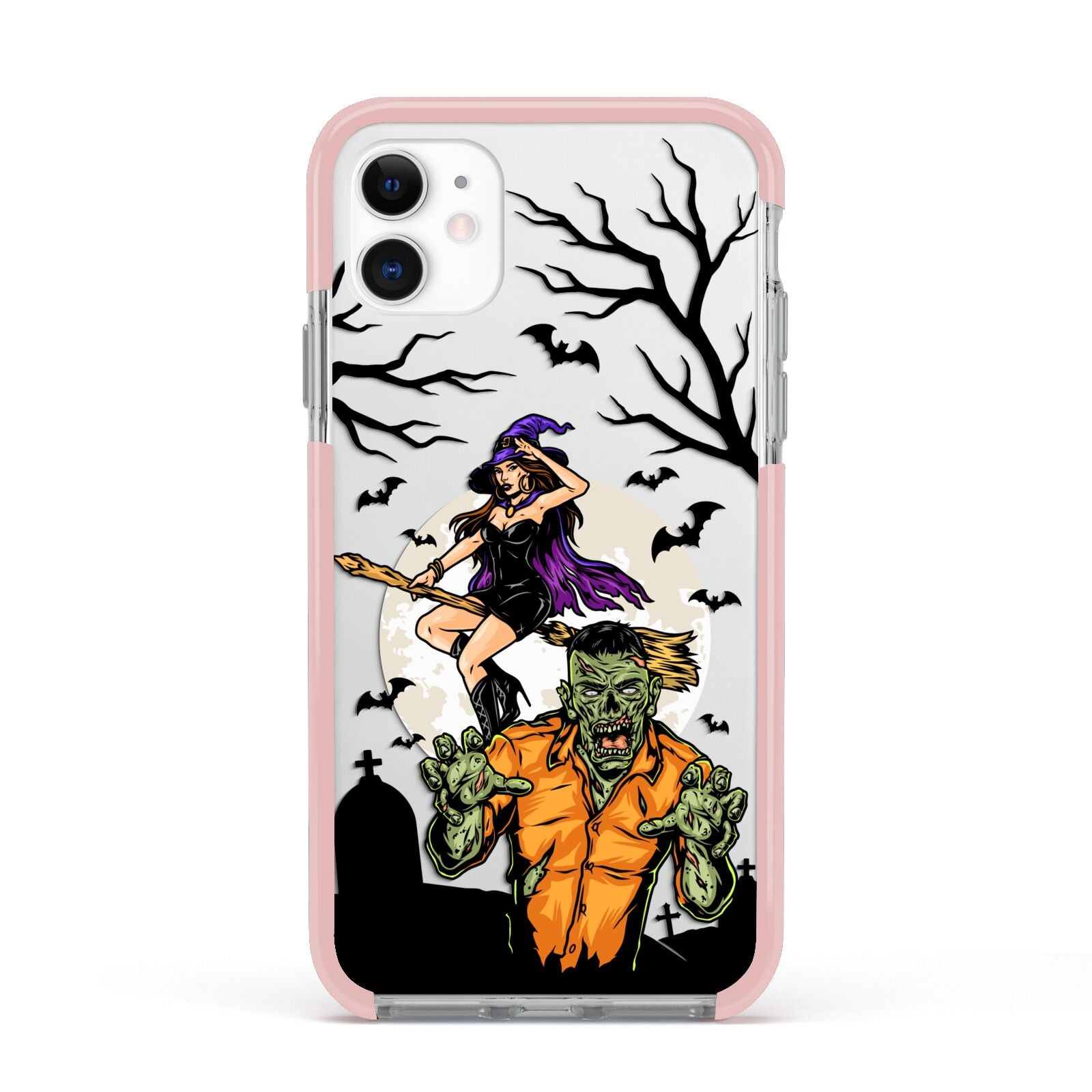 Witch Meets Zombie Apple iPhone 11 in White with Pink Impact Case