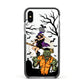 Witch Meets Zombie Apple iPhone Xs Impact Case Black Edge on Silver Phone