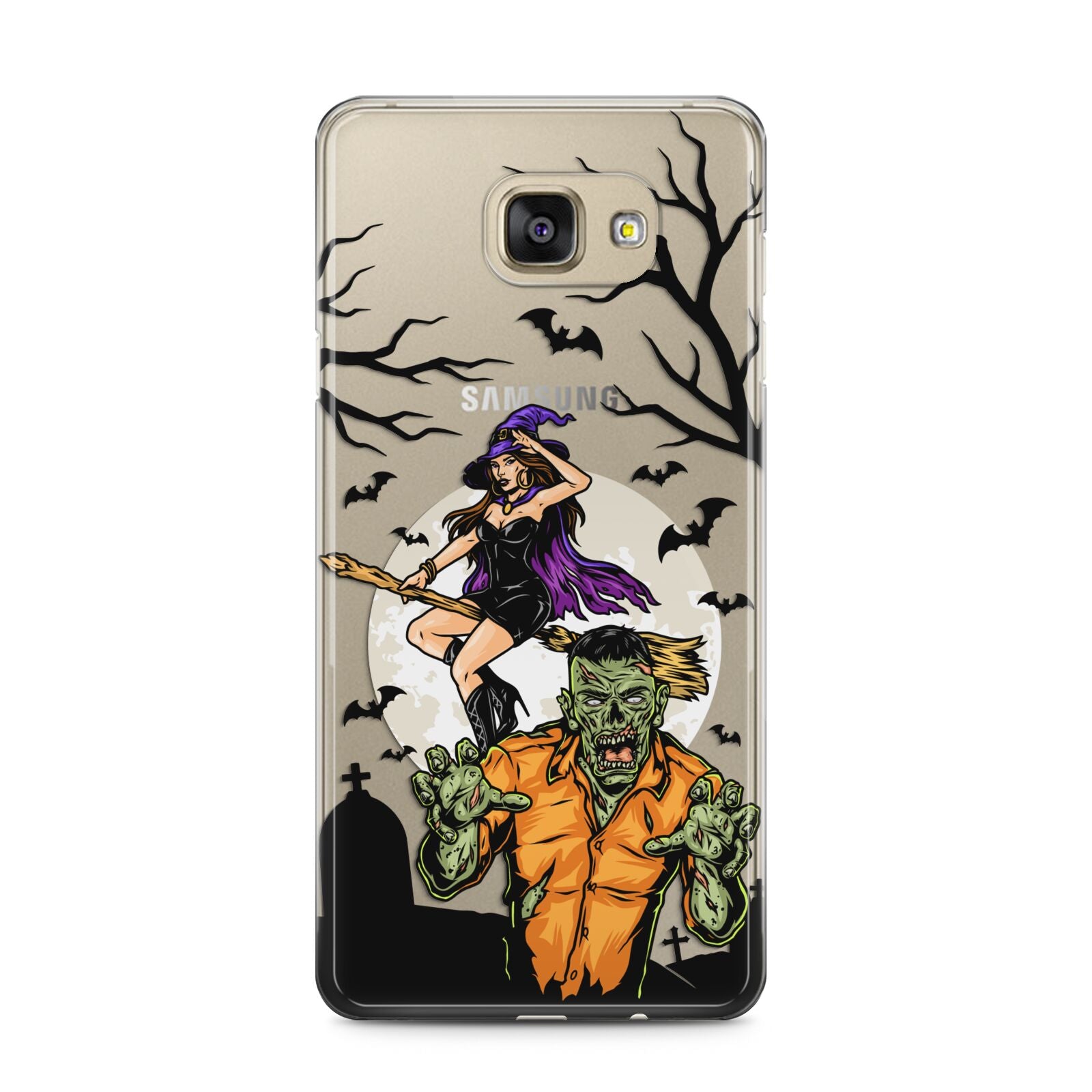 Witch Meets Zombie Samsung Galaxy A5 2016 Case on gold phone