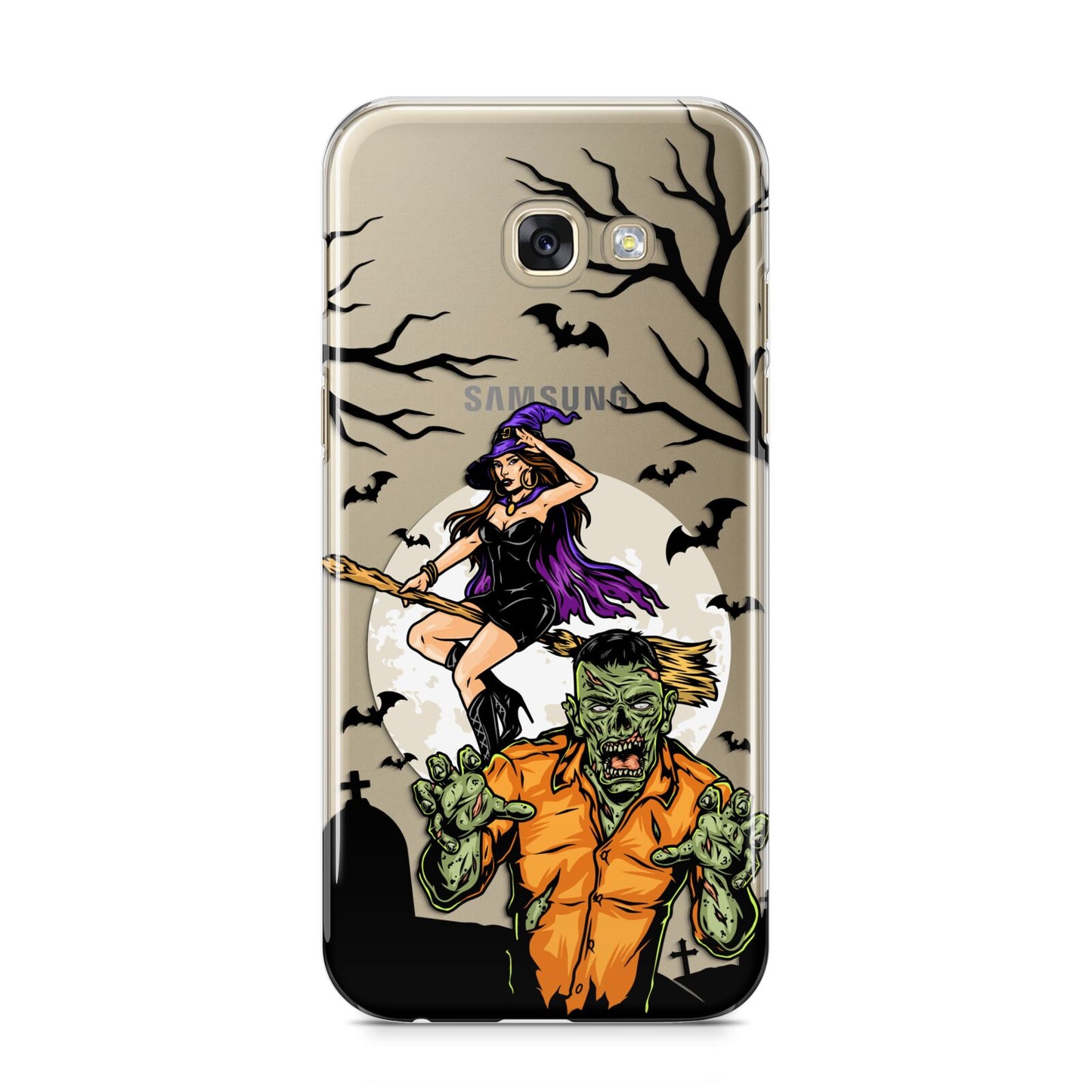 Witch Meets Zombie Samsung Galaxy A5 2017 Case on gold phone