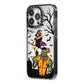 Witch Meets Zombie iPhone 13 Pro Black Impact Case Side Angle on Silver phone