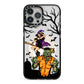 Witch Meets Zombie iPhone 13 Pro Max Black Impact Case on Silver phone