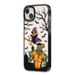 Witch Meets Zombie iPhone 14 Plus Black Impact Case Side Angle on Silver phone