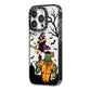 Witch Meets Zombie iPhone 14 Pro Black Impact Case Side Angle on Silver phone