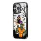Witch Meets Zombie iPhone 14 Pro Max Black Impact Case Side Angle on Silver phone
