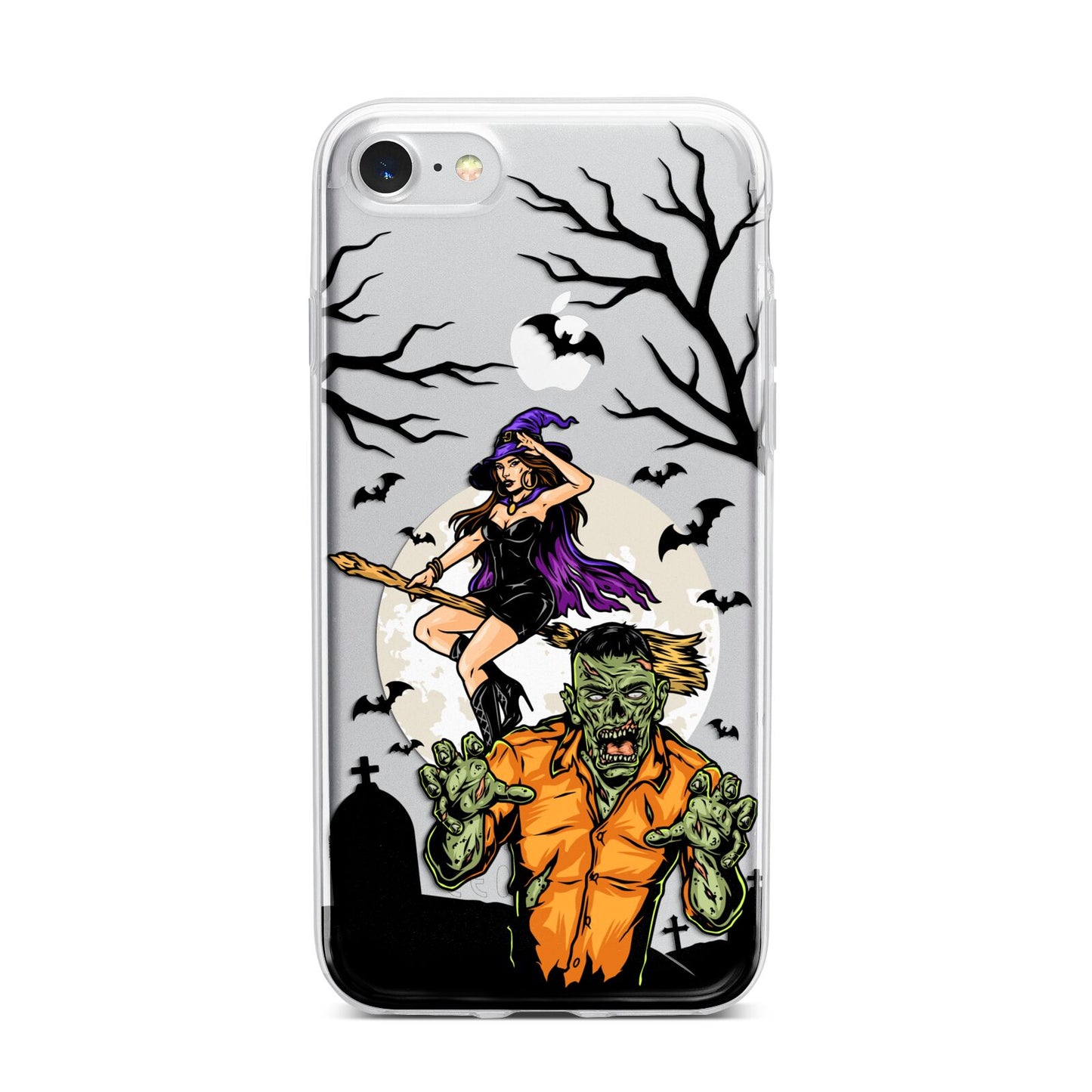 Witch Meets Zombie iPhone 7 Bumper Case on Silver iPhone