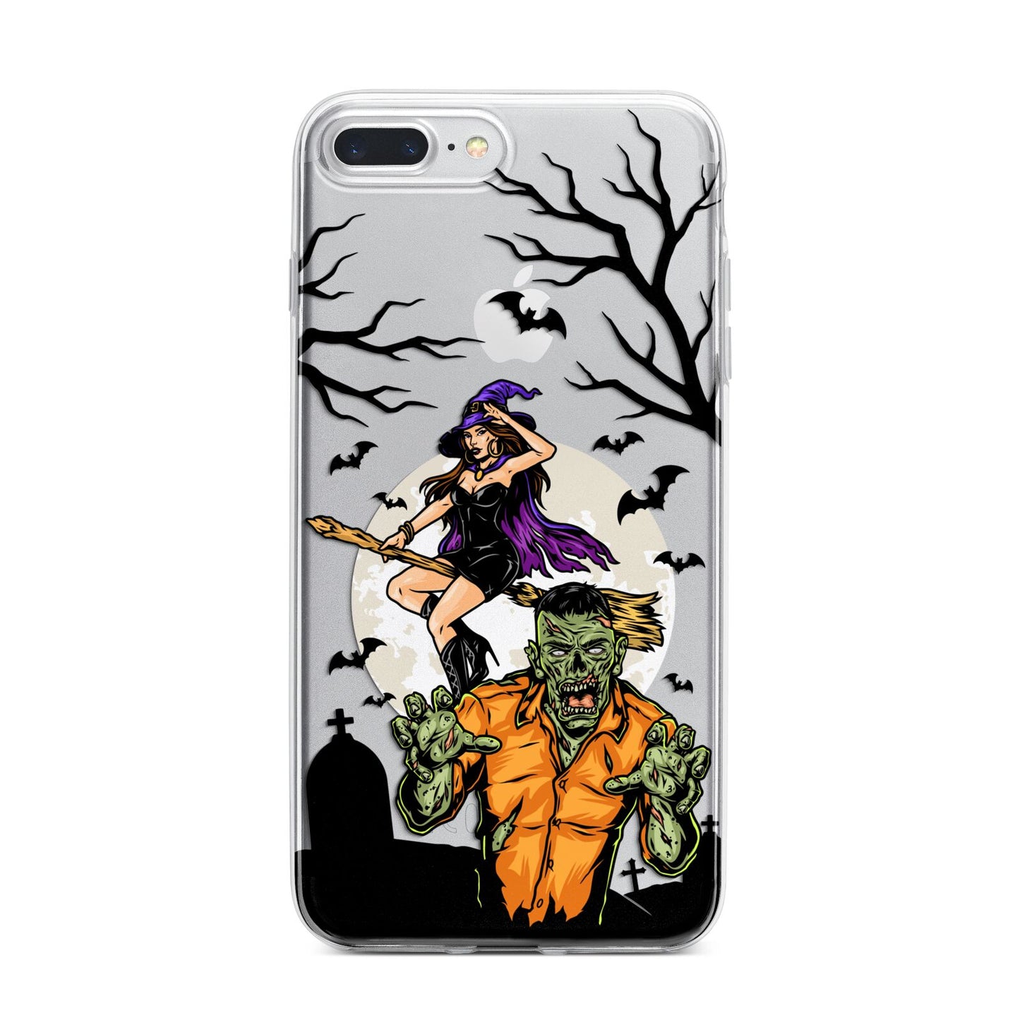 Witch Meets Zombie iPhone 7 Plus Bumper Case on Silver iPhone