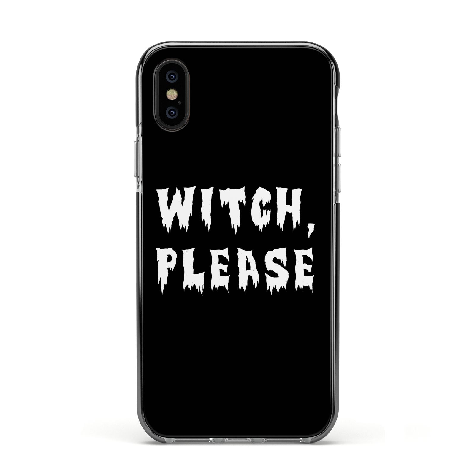 Witch Please Apple iPhone Xs Impact Case Black Edge on Black Phone