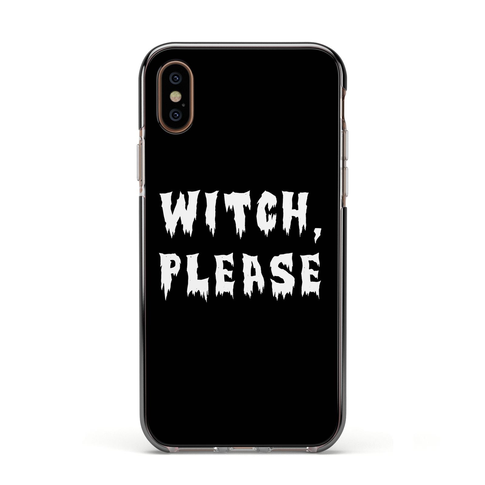 Witch Please Apple iPhone Xs Impact Case Black Edge on Gold Phone