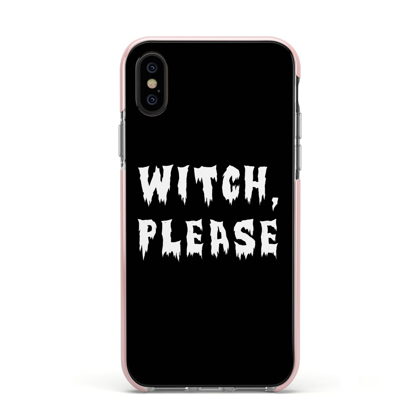 Witch Please Apple iPhone Xs Impact Case Pink Edge on Black Phone