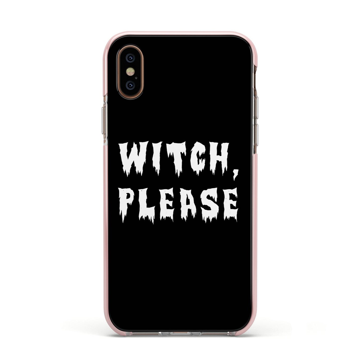 Witch Please Apple iPhone Xs Impact Case Pink Edge on Gold Phone
