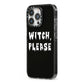 Witch Please iPhone 13 Pro Black Impact Case Side Angle on Silver phone