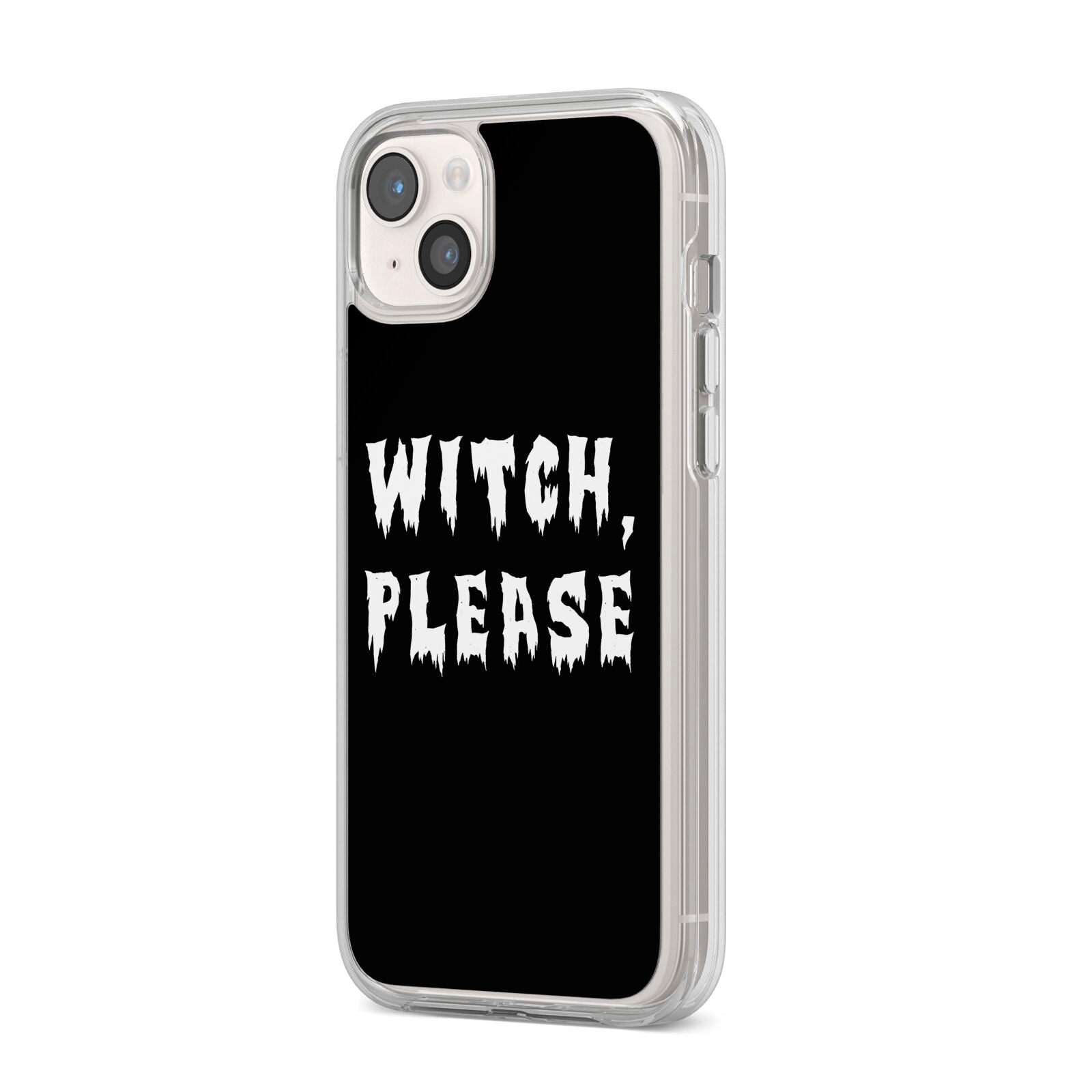 Witch Please iPhone 14 Plus Clear Tough Case Starlight Angled Image