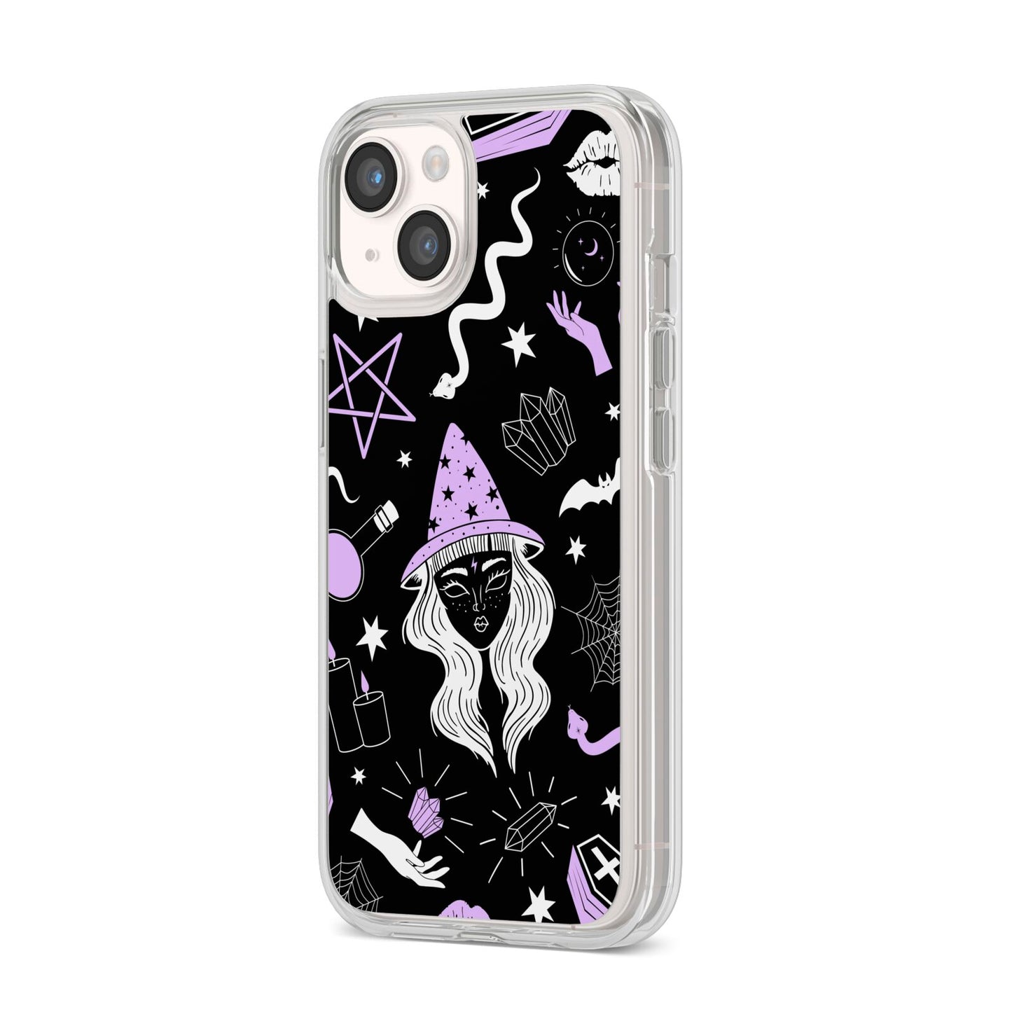 Witch iPhone 14 Clear Tough Case Starlight Angled Image