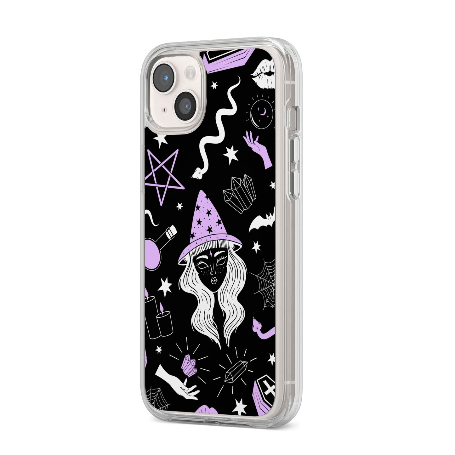 Witch iPhone 14 Plus Clear Tough Case Starlight Angled Image