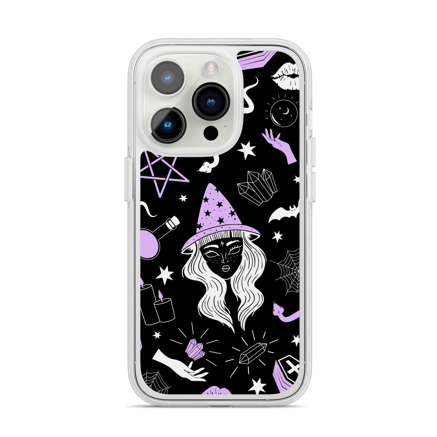 Witch iPhone 14 Pro Clear Tough Case Silver