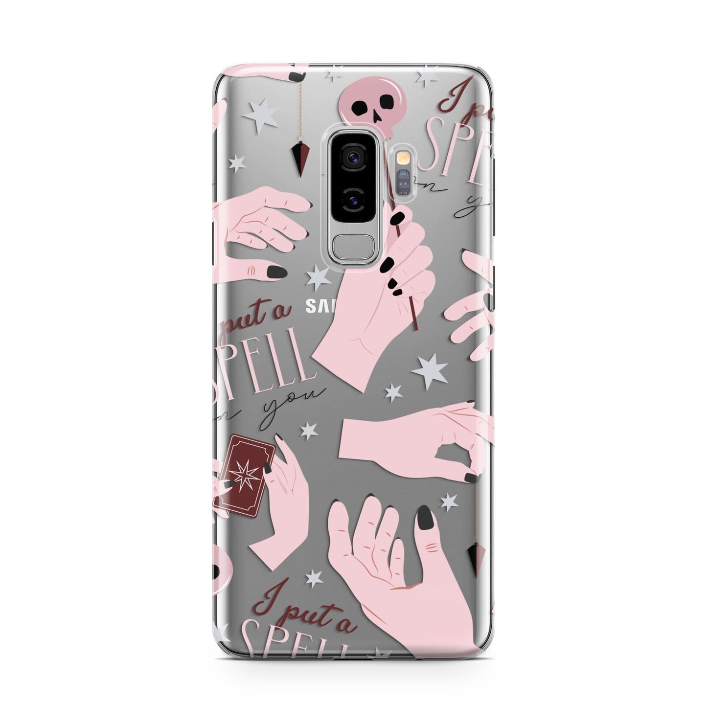 Witches Hands and Tarot Cards Samsung Galaxy S9 Plus Case on Silver phone