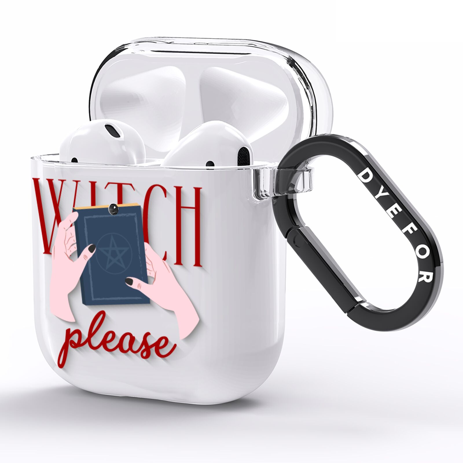 Witty Witch Illustration AirPods Clear Case Side Image