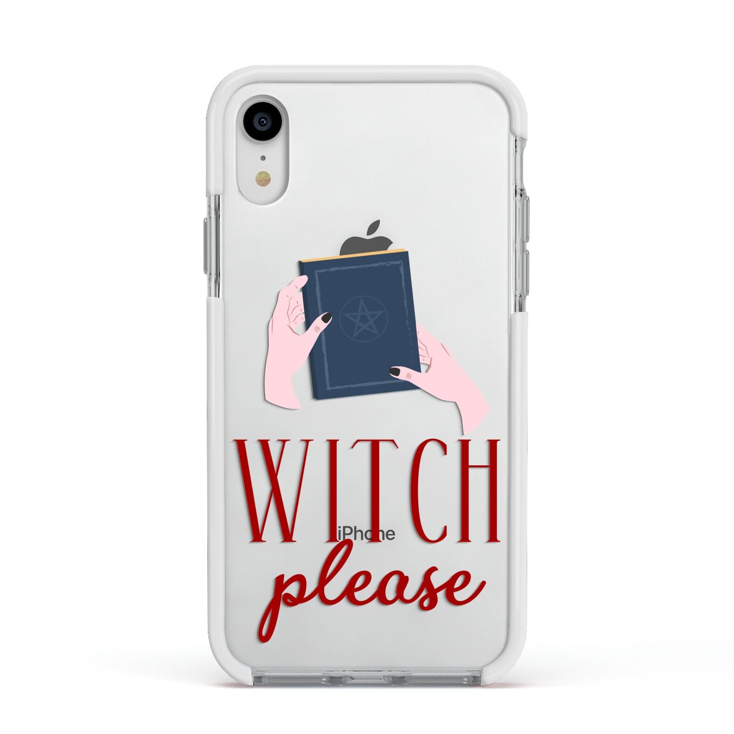 Witty Witch Illustration Apple iPhone XR Impact Case White Edge on Silver Phone