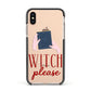 Witty Witch Illustration Apple iPhone Xs Impact Case Black Edge on Gold Phone