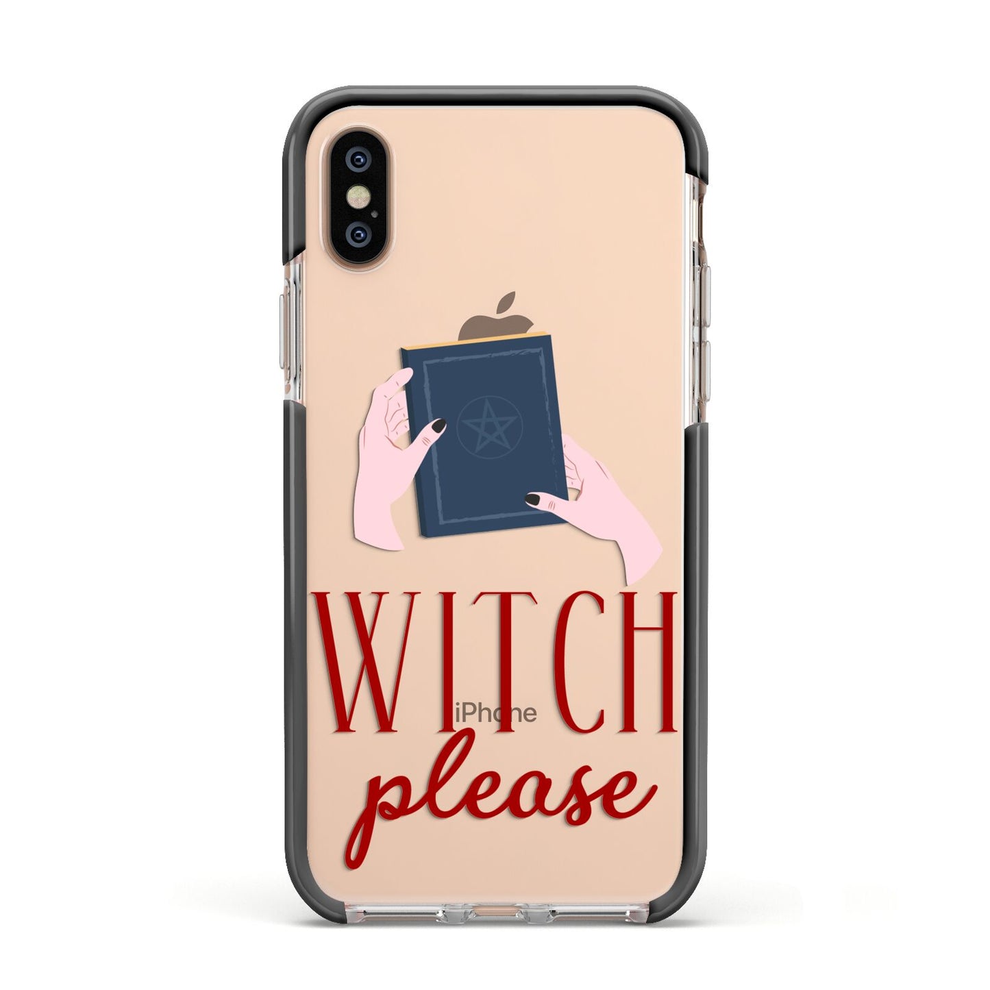 Witty Witch Illustration Apple iPhone Xs Impact Case Black Edge on Gold Phone