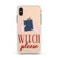 Witty Witch Illustration Apple iPhone Xs Impact Case White Edge on Gold Phone