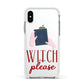 Witty Witch Illustration Apple iPhone Xs Impact Case White Edge on Silver Phone