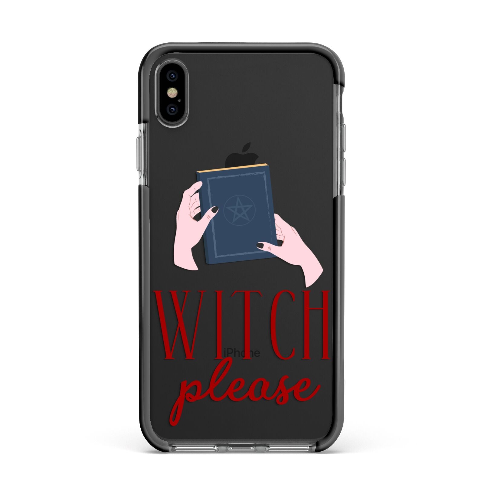Witty Witch Illustration Apple iPhone Xs Max Impact Case Black Edge on Black Phone