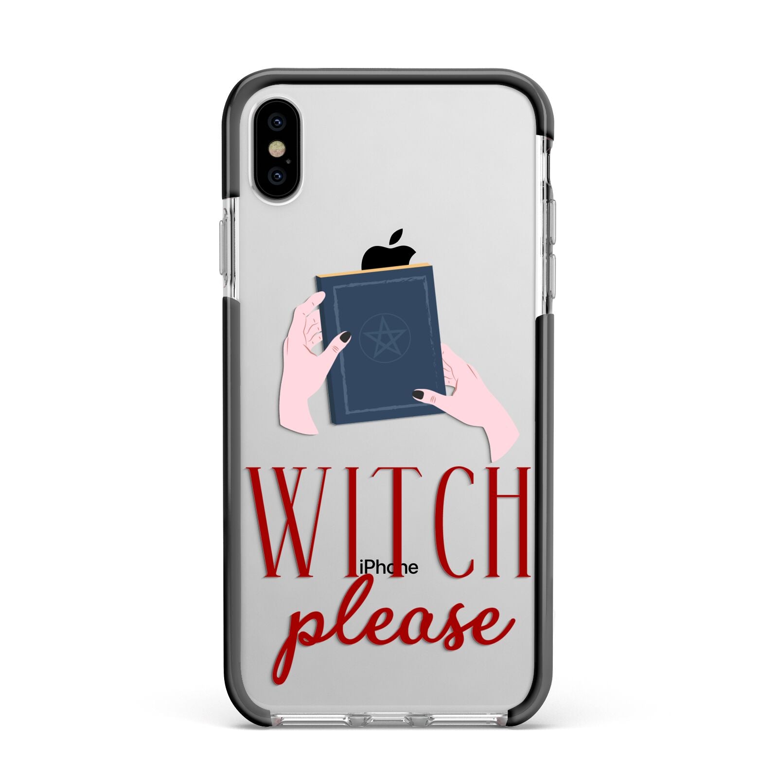 Witty Witch Illustration Apple iPhone Xs Max Impact Case Black Edge on Silver Phone