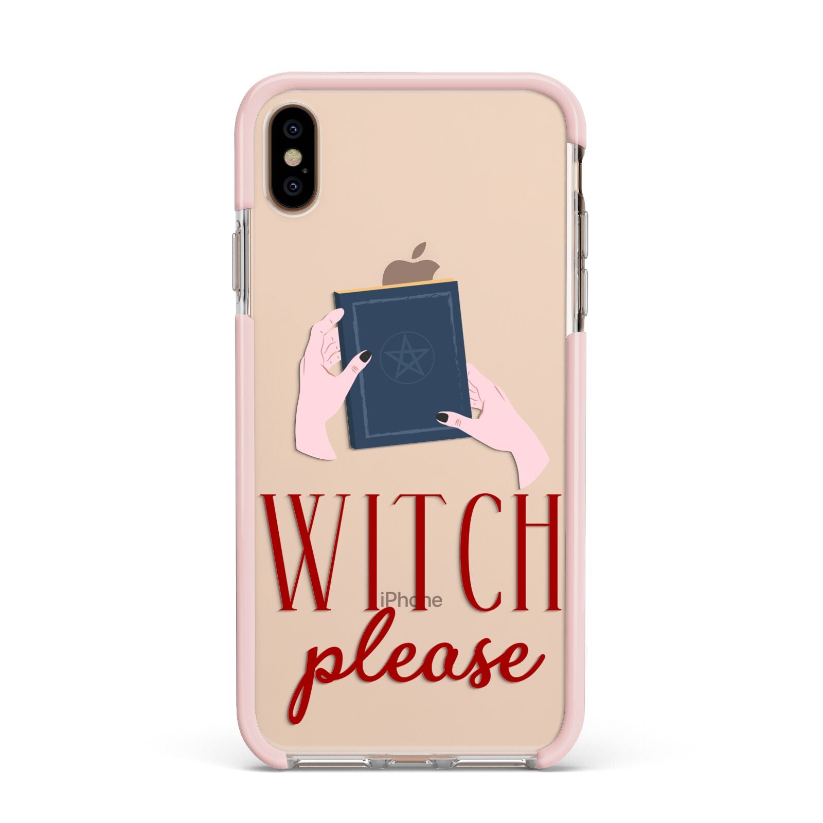 Witty Witch Illustration Apple iPhone Xs Max Impact Case Pink Edge on Gold Phone