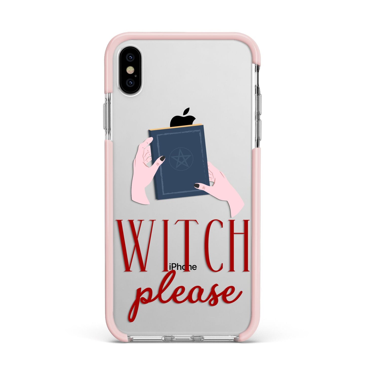 Witty Witch Illustration Apple iPhone Xs Max Impact Case Pink Edge on Silver Phone