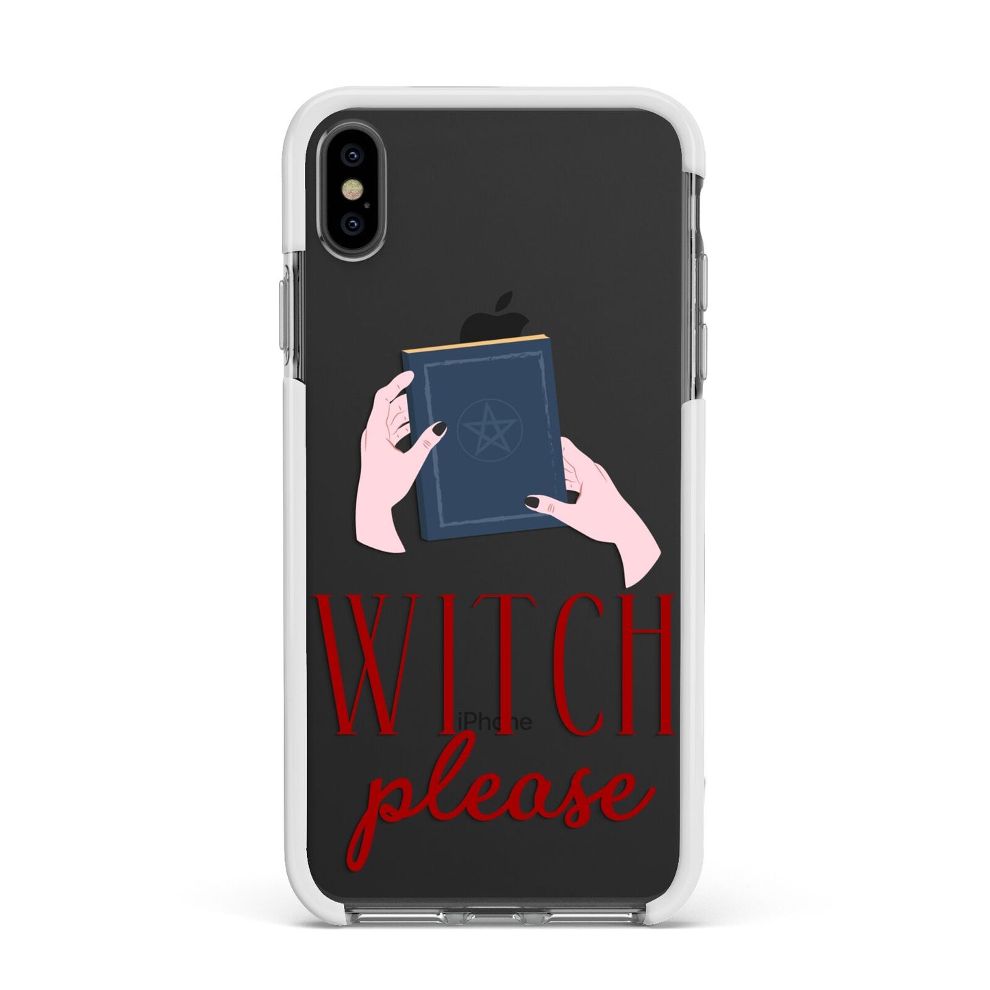 Witty Witch Illustration Apple iPhone Xs Max Impact Case White Edge on Black Phone