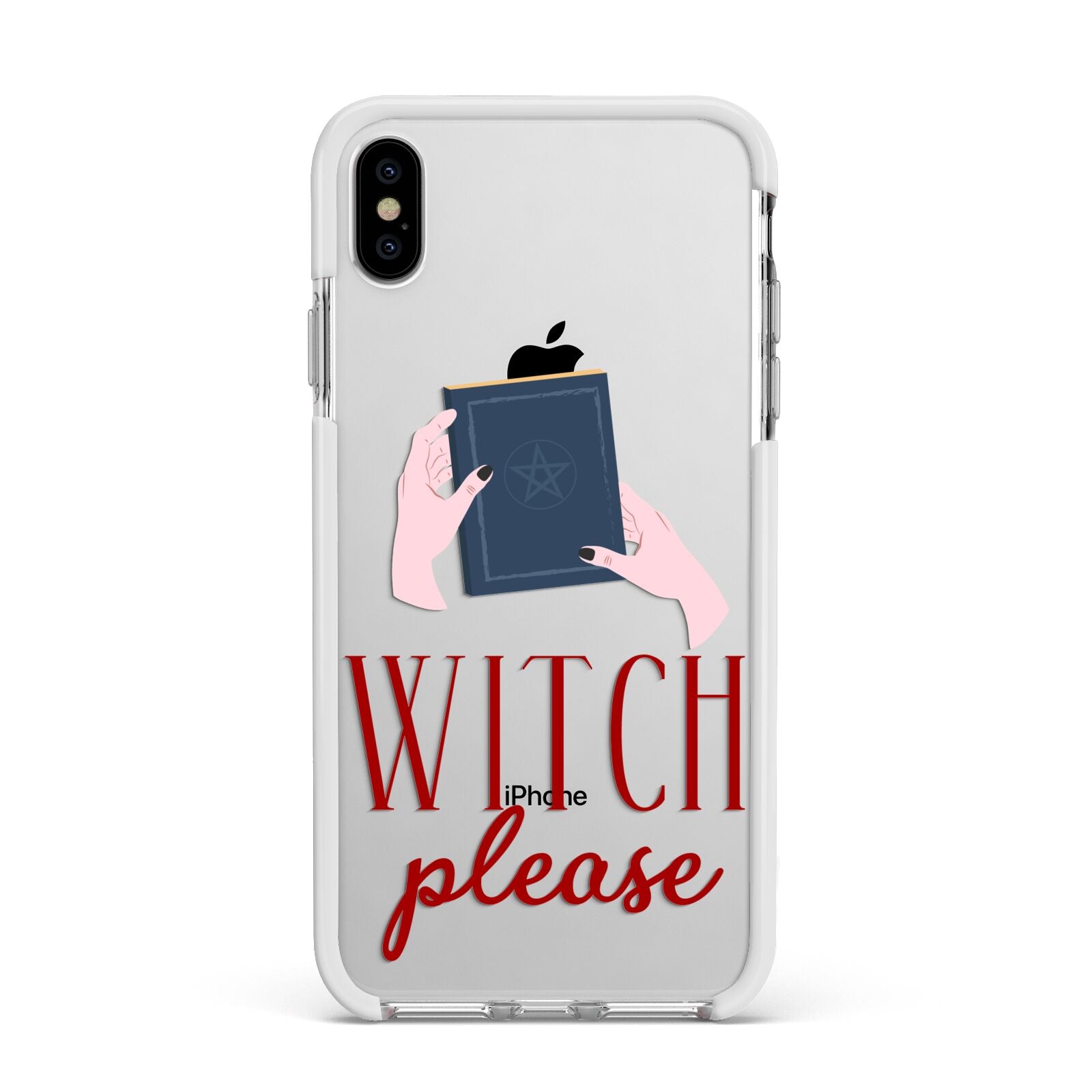 Witty Witch Illustration Apple iPhone Xs Max Impact Case White Edge on Silver Phone