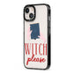 Witty Witch Illustration iPhone 13 Black Impact Case Side Angle on Silver phone