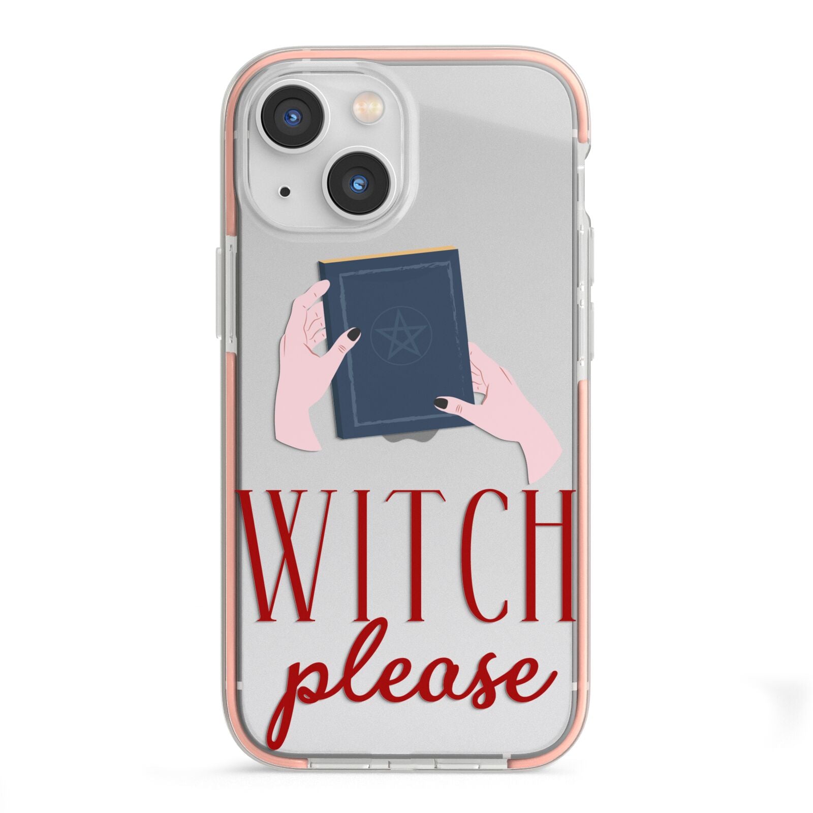 Witty Witch Illustration iPhone 13 Mini TPU Impact Case with Pink Edges