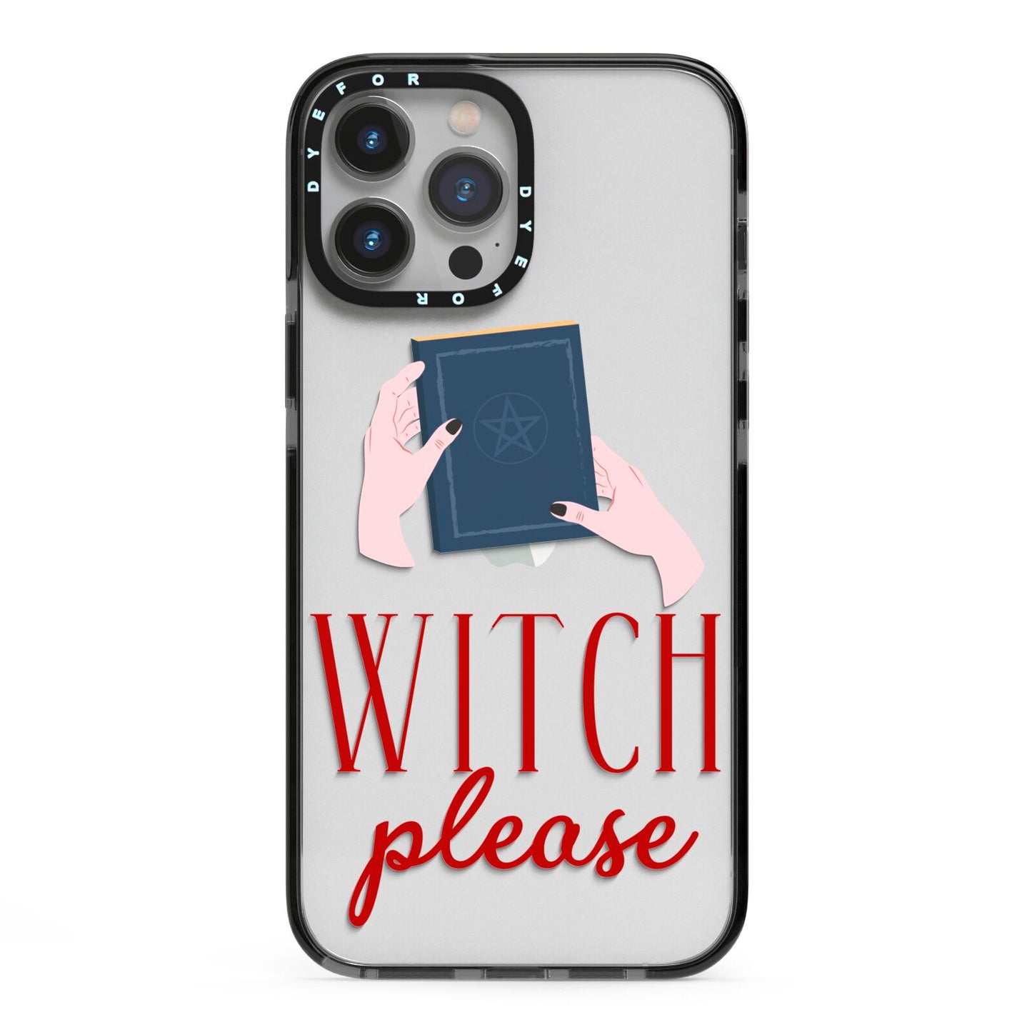 Witty Witch Illustration iPhone 13 Pro Max Black Impact Case on Silver phone