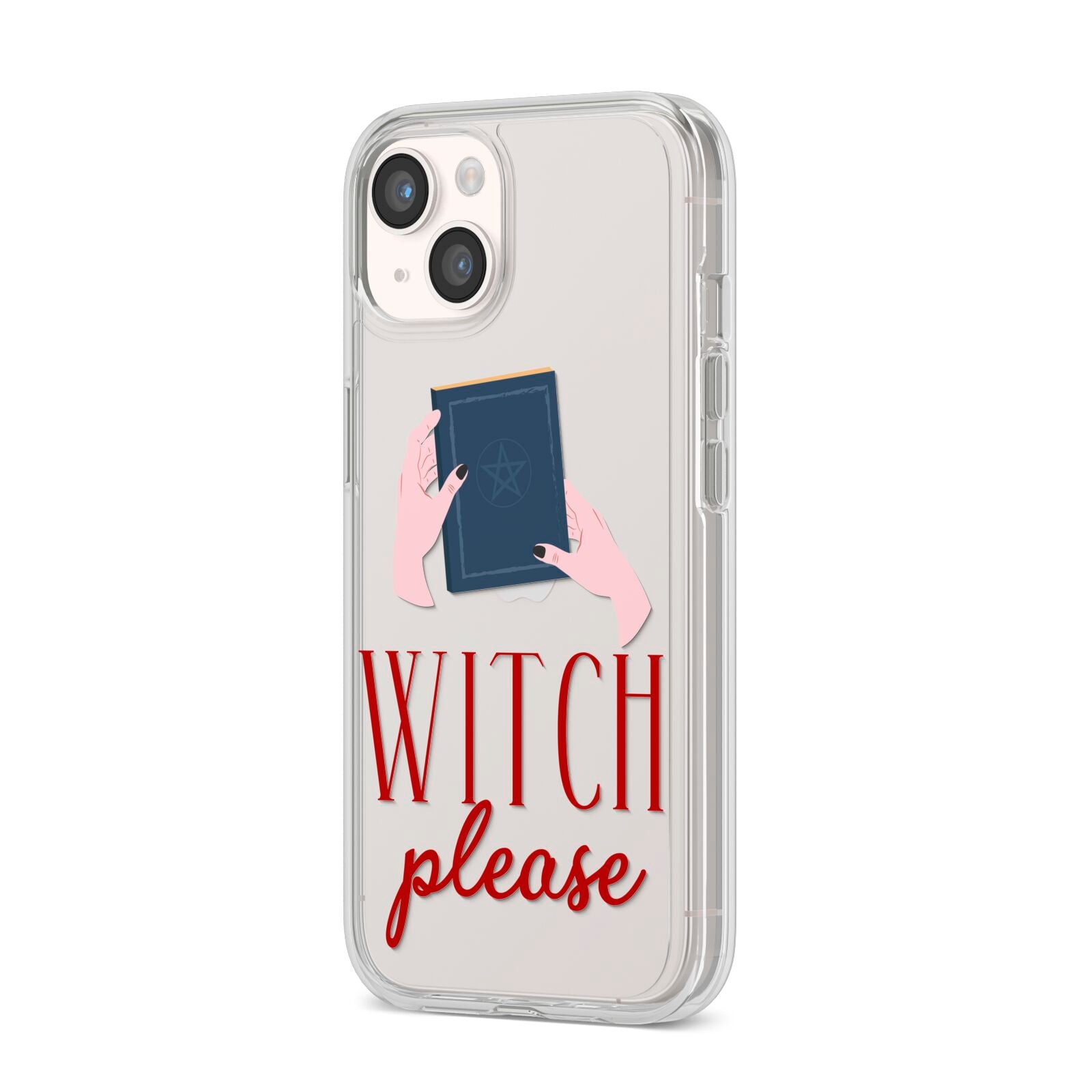 Witty Witch Illustration iPhone 14 Clear Tough Case Starlight Angled Image
