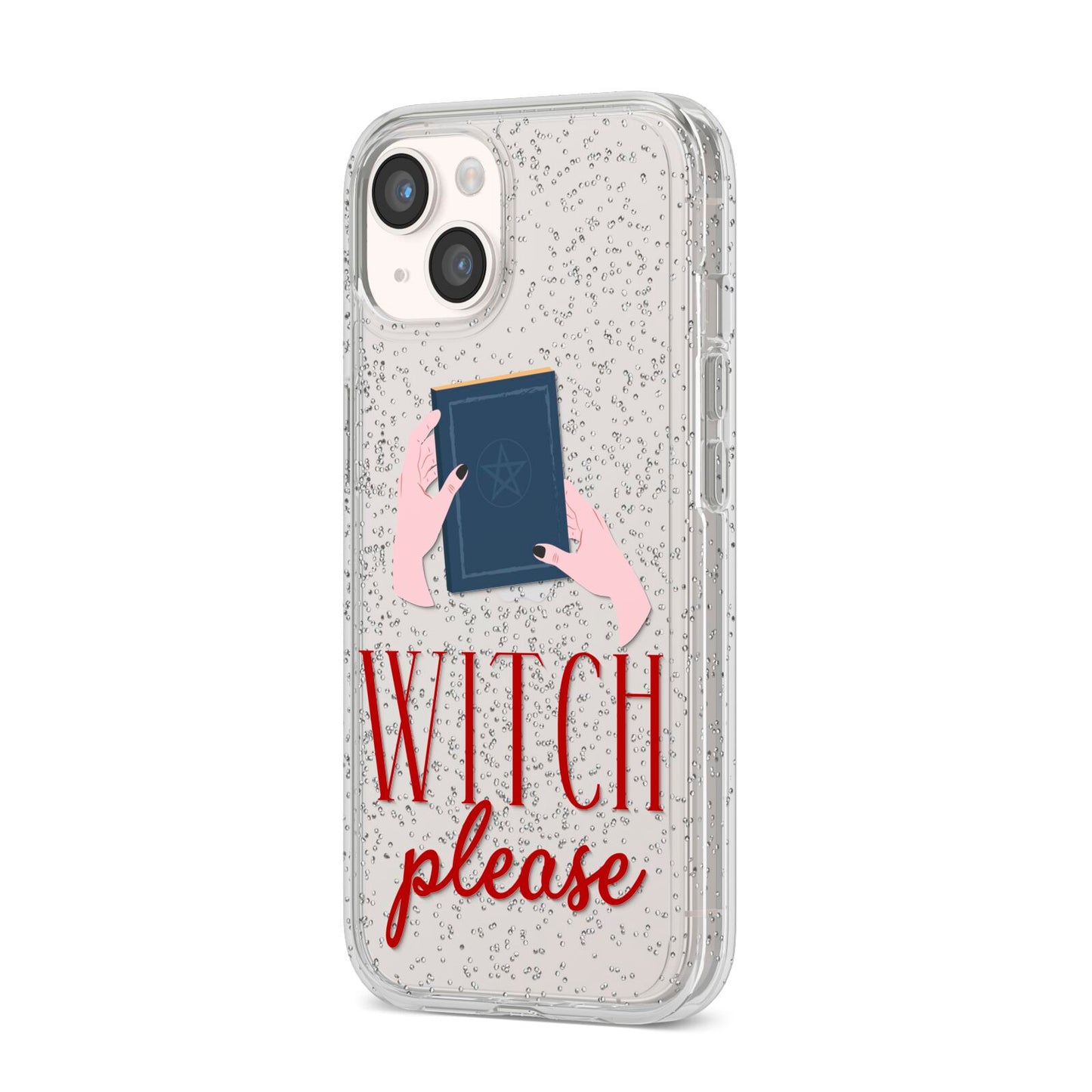 Witty Witch Illustration iPhone 14 Glitter Tough Case Starlight Angled Image