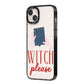 Witty Witch Illustration iPhone 14 Plus Black Impact Case Side Angle on Silver phone
