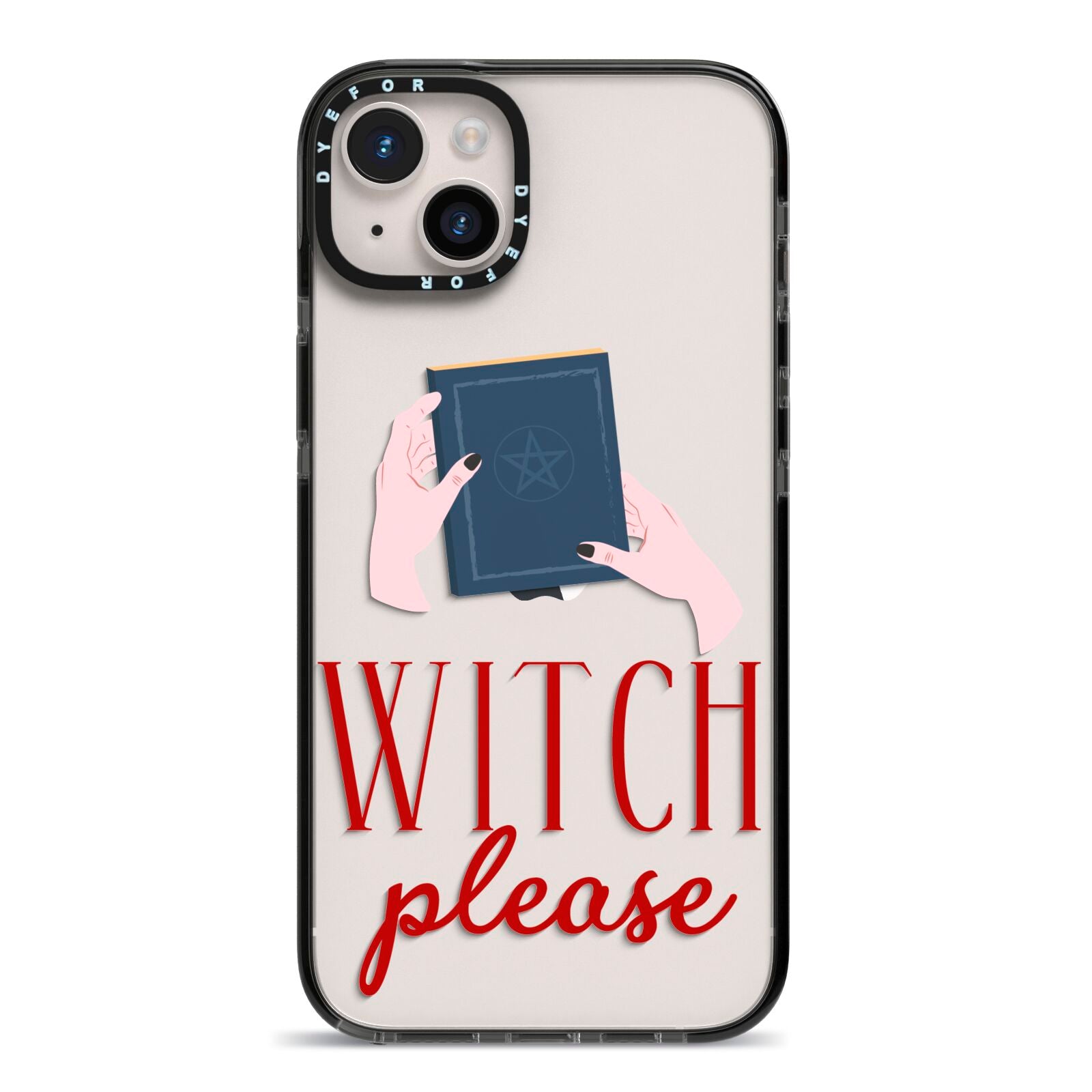 Witty Witch Illustration iPhone 14 Plus Black Impact Case on Silver phone