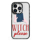Witty Witch Illustration iPhone 14 Pro Black Impact Case on Silver phone