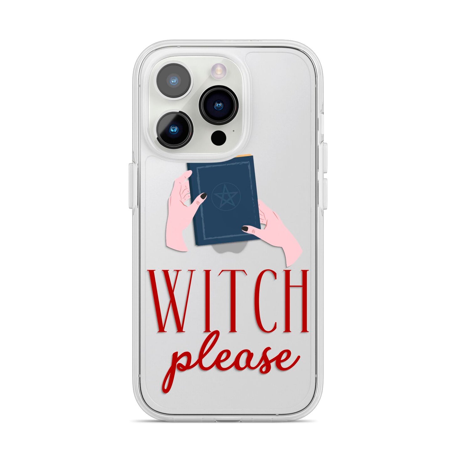 Witty Witch Illustration iPhone 14 Pro Clear Tough Case Silver