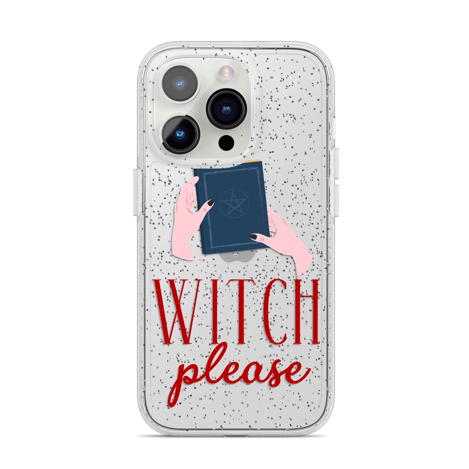 Witty Witch Illustration iPhone 14 Pro Glitter Tough Case Silver