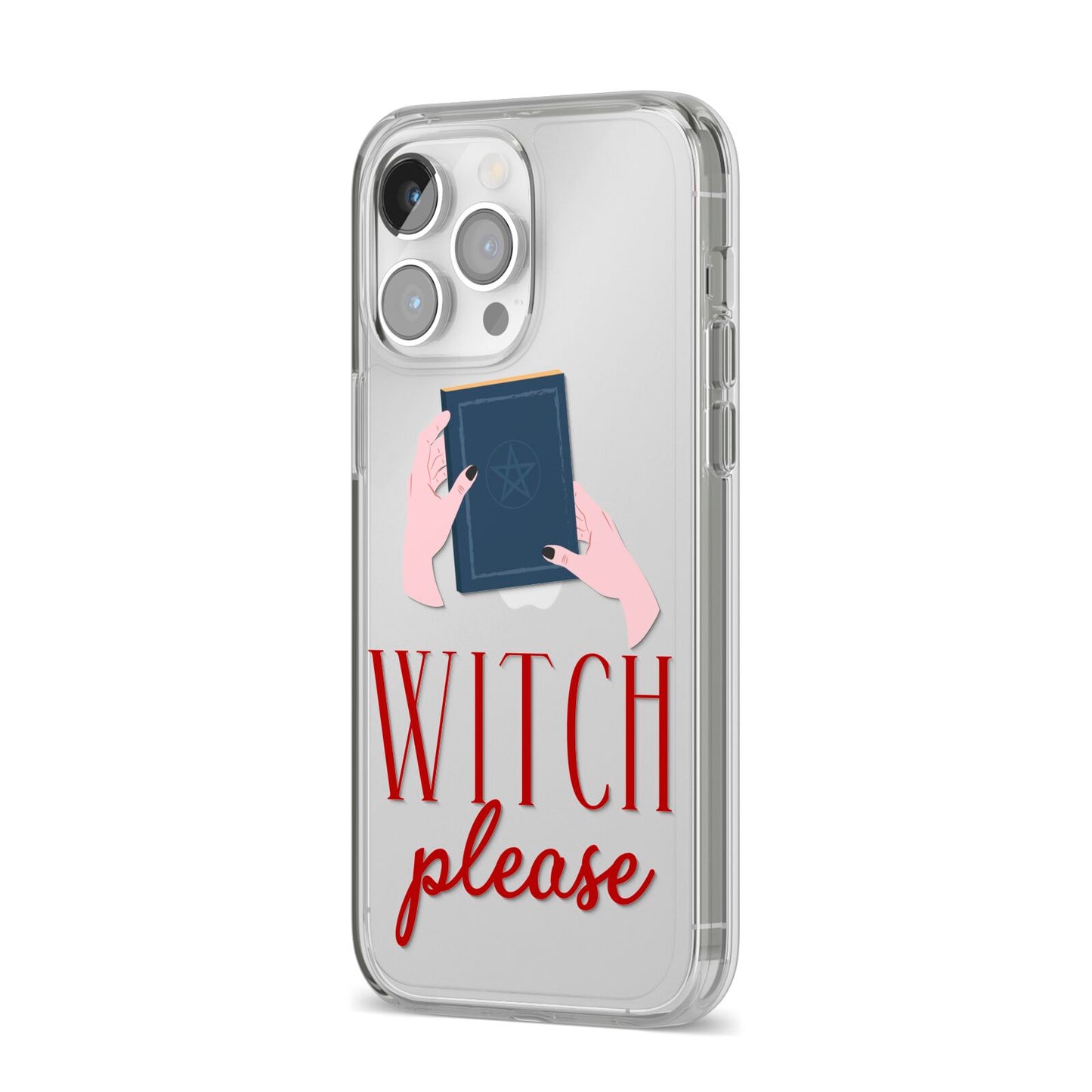 Witty Witch Illustration iPhone 14 Pro Max Clear Tough Case Silver Angled Image