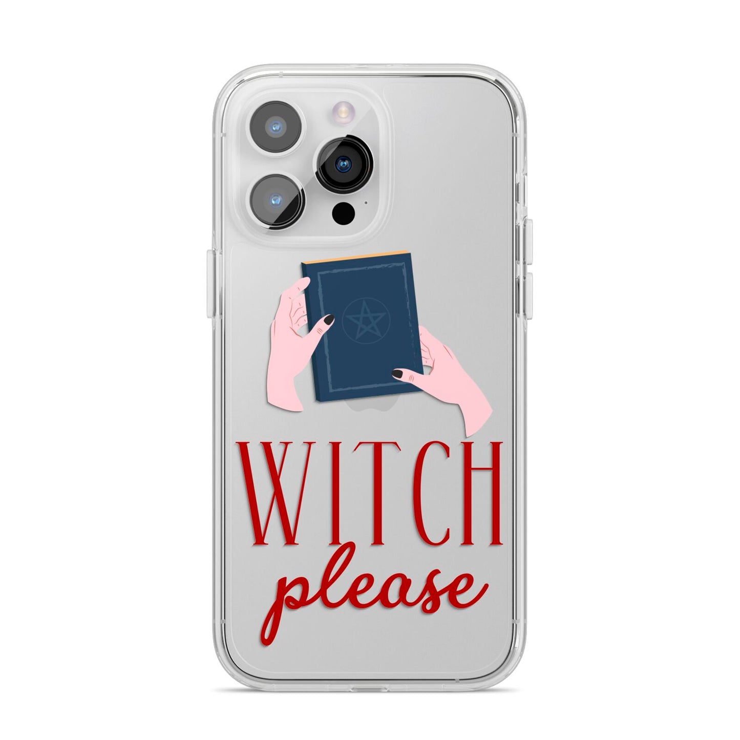 Witty Witch Illustration iPhone 14 Pro Max Clear Tough Case Silver